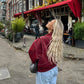 Dames Leren Oversized Jas – Rode Statement Jacket