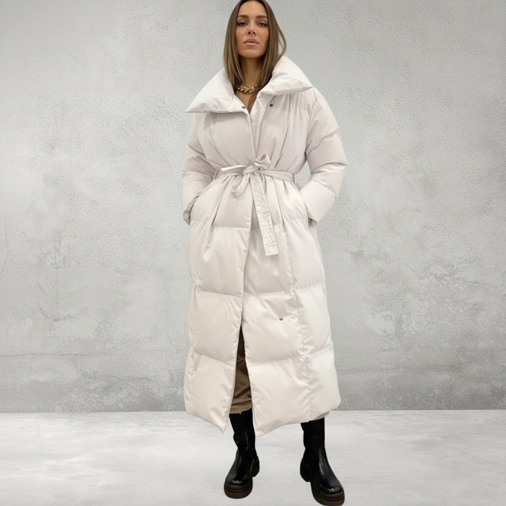 Dames Winterparka – Warme Lange Jas met Verstelbare Taille