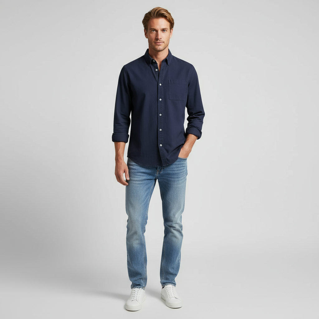 Casual Heren Overhemd – Ademend Katoen met Tijdloze Stijl