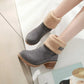 Dames Winterlaarzen – Dubbel Bont, Antislip Zool & Omklapbare Schacht